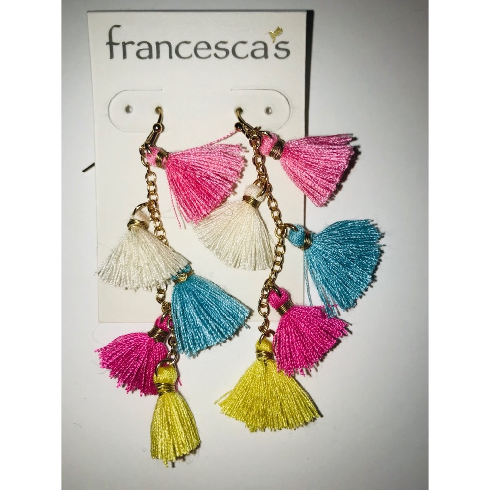 Multicolored Tassel Statement Earrings